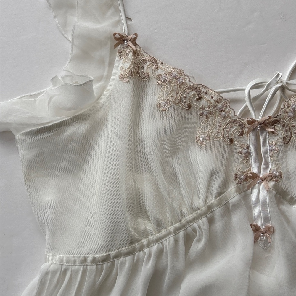 Vintage Y2K Princess Slip Dress White Renaissance Girly 90 L New Fairy Romantic - Picture 9 of 16